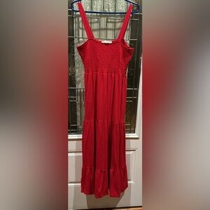 LOFT Medium Vibrant Red Textured Dress